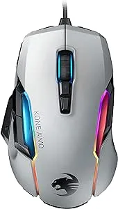 ROCCAT Kone AIMO Remastered PC Gaming Mouse, Optical, RGB Backlit Lighting, 23 Programmable Keys, Onboard Memory, Palm Grip, Owl Eye Sensor, Ergonomic, LED Illumination, Adjustable to 16,000 DPI-White Brand: ROCCAT