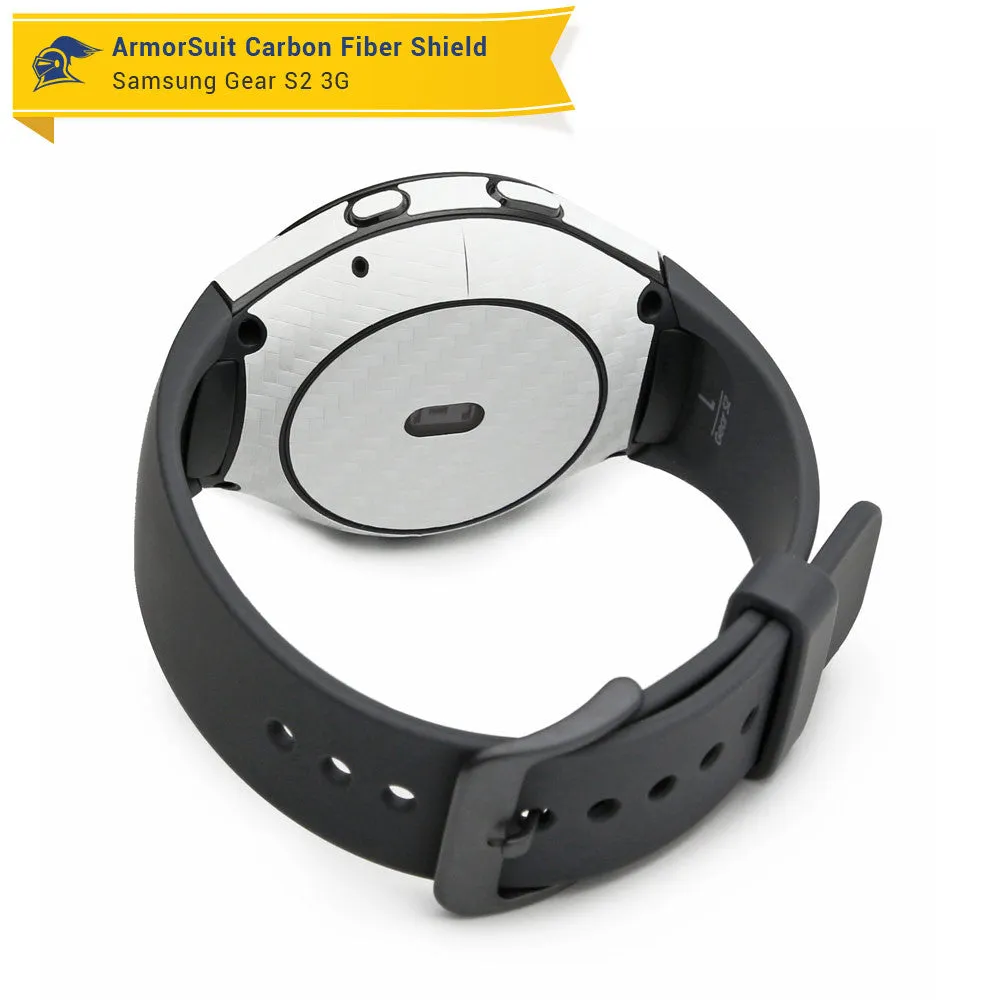 Samsung Gear S2 3G Screen Protector   White Carbon Fiber Skin