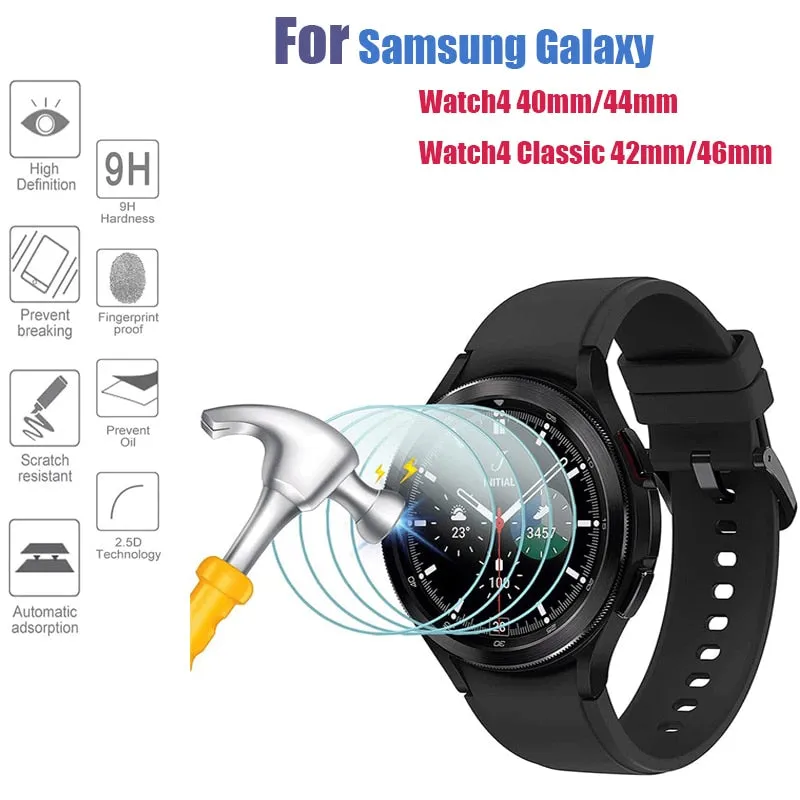 Screen Protectors Tempered Glass for Samsung Galaxy Watch 40mm, 41mm, 42mm, 44mm, 46mm