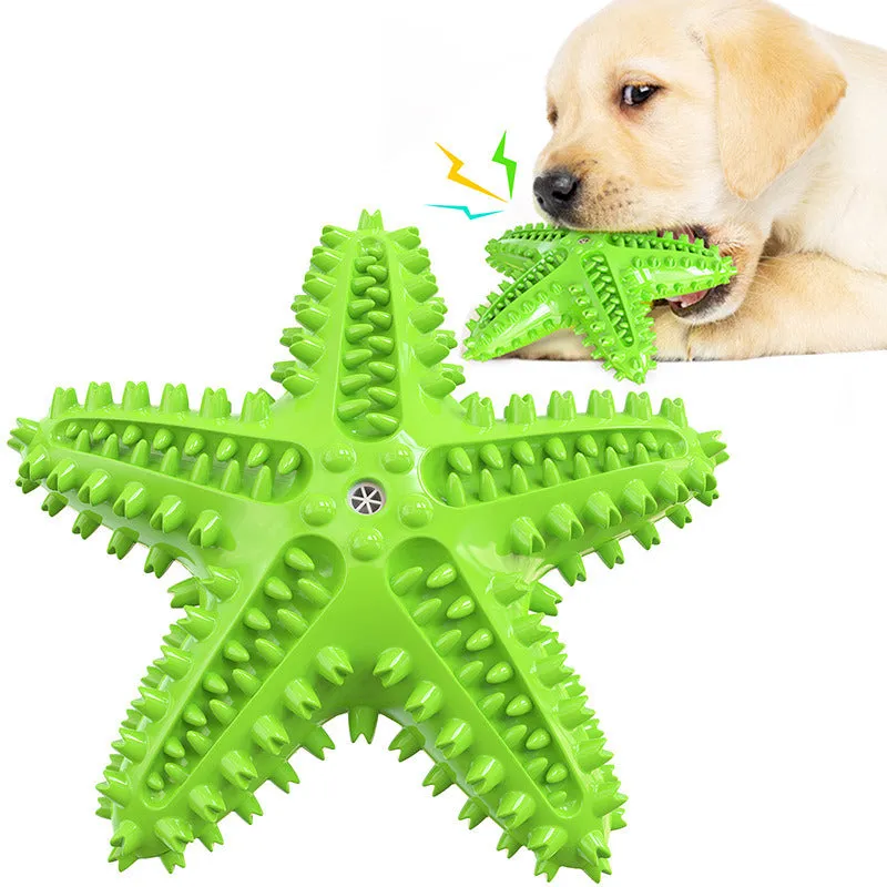 Sea Star Shaped Dog Toothbrush Sound Pet Teeth Grinding Toy