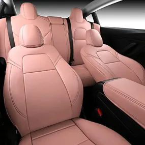 Seat Cover Custom Fit for Tesla Model 3 Synthetic Leather Car Seat Cushion Protector for Model 3 2017 2018 2019 2020 All Season (Pink)