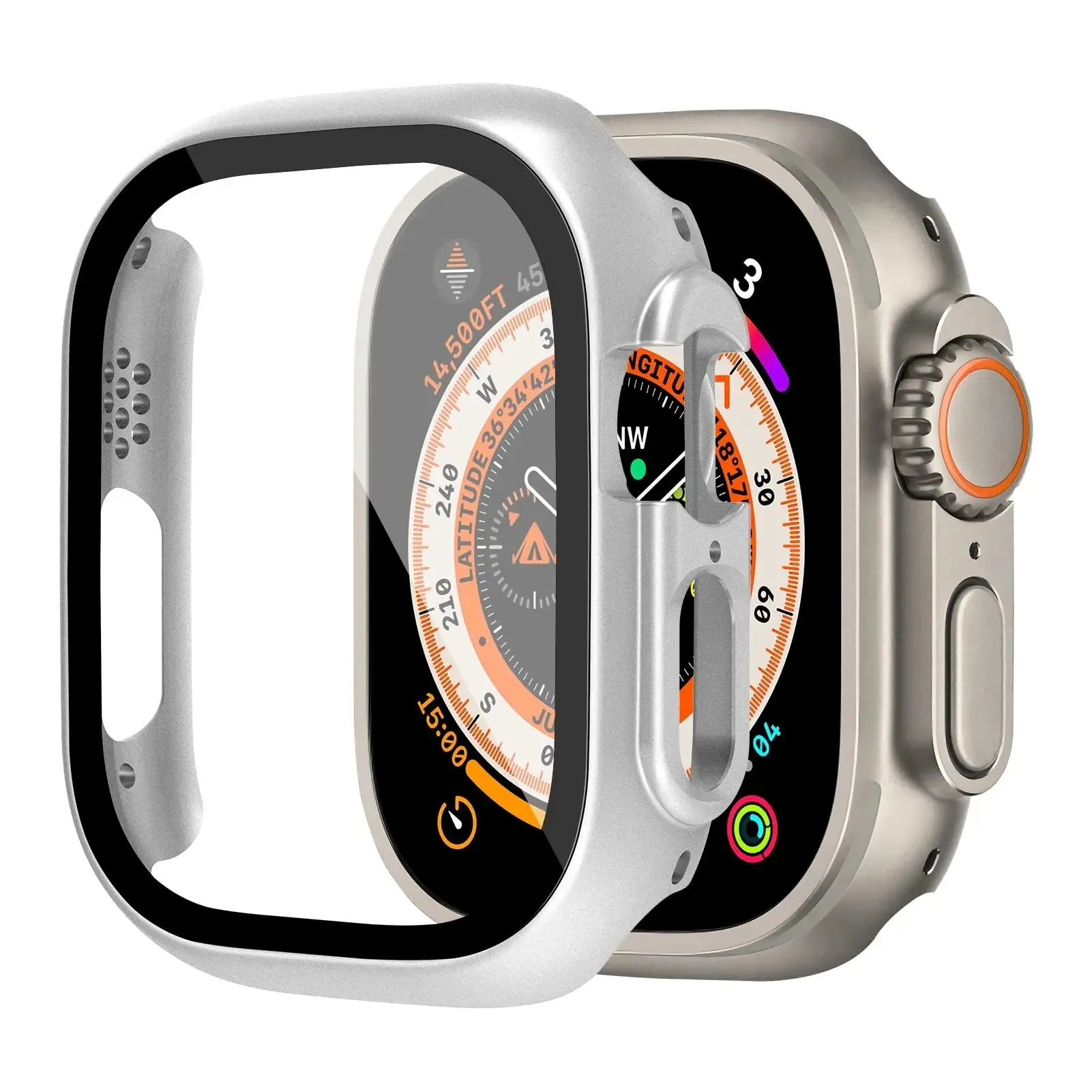 Shockproof Cover Bumper Case For Apple Watch Ultra Case 49mm Accessories PC Shockproof Bumper Tempered Glass Screen Protector iwatch Series Ultra 2