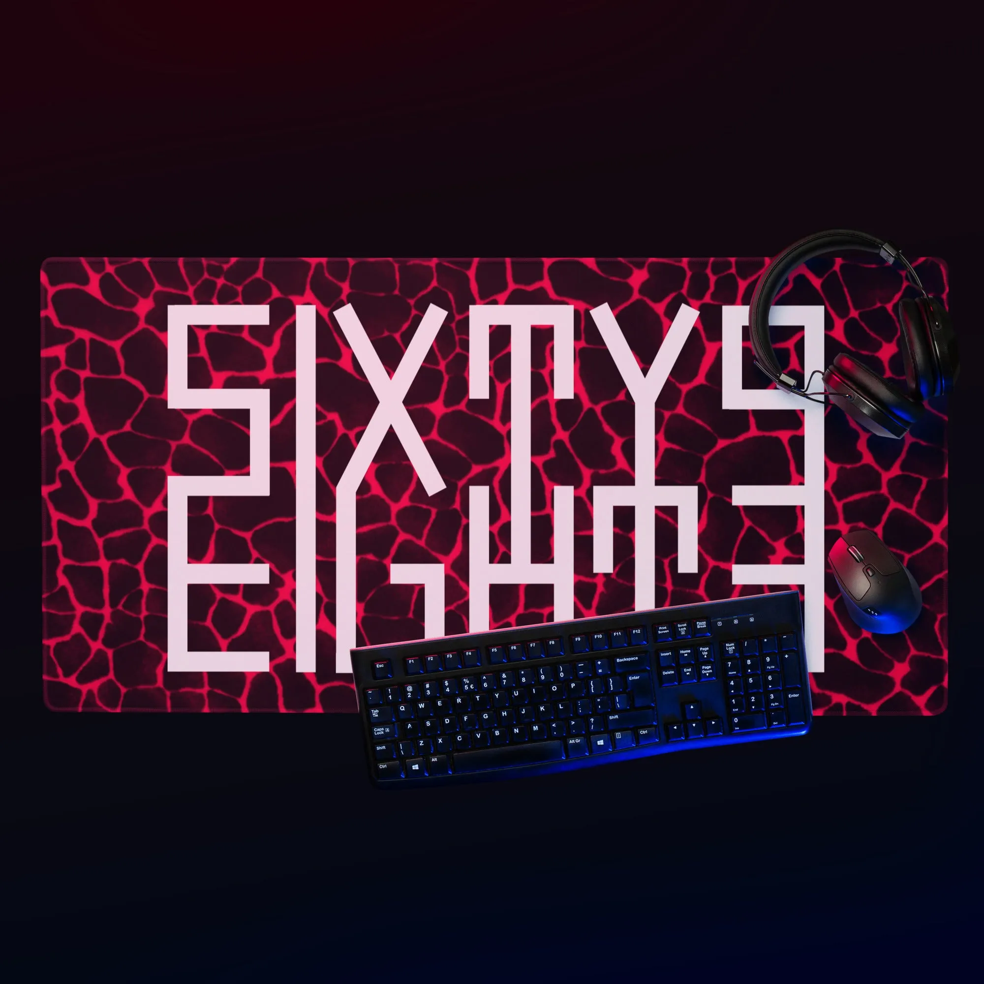 Sixty Eight 93 Logo White Boa Red & Black Gaming Mouse Pad