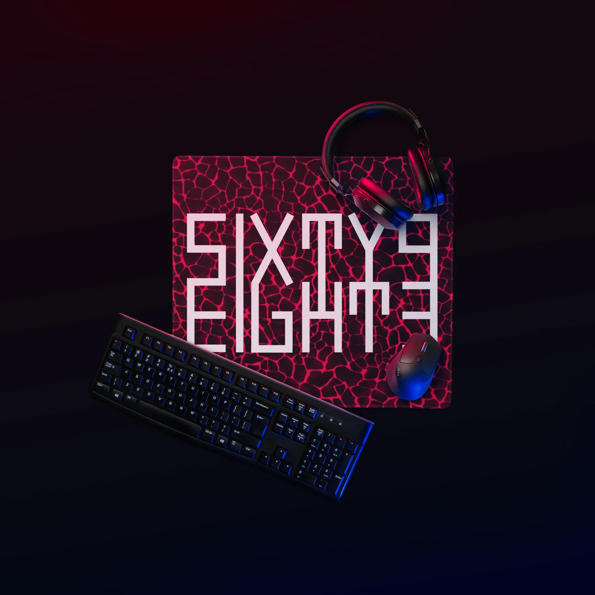 Sixty Eight 93 Logo White Boa Red & Black Gaming Mouse Pad