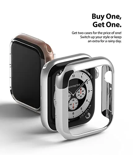 Slim Case Compatible with Apple Watch Series 6 / 5 / 4 / SE 40mm - Clear & Chrome (2 Pack)