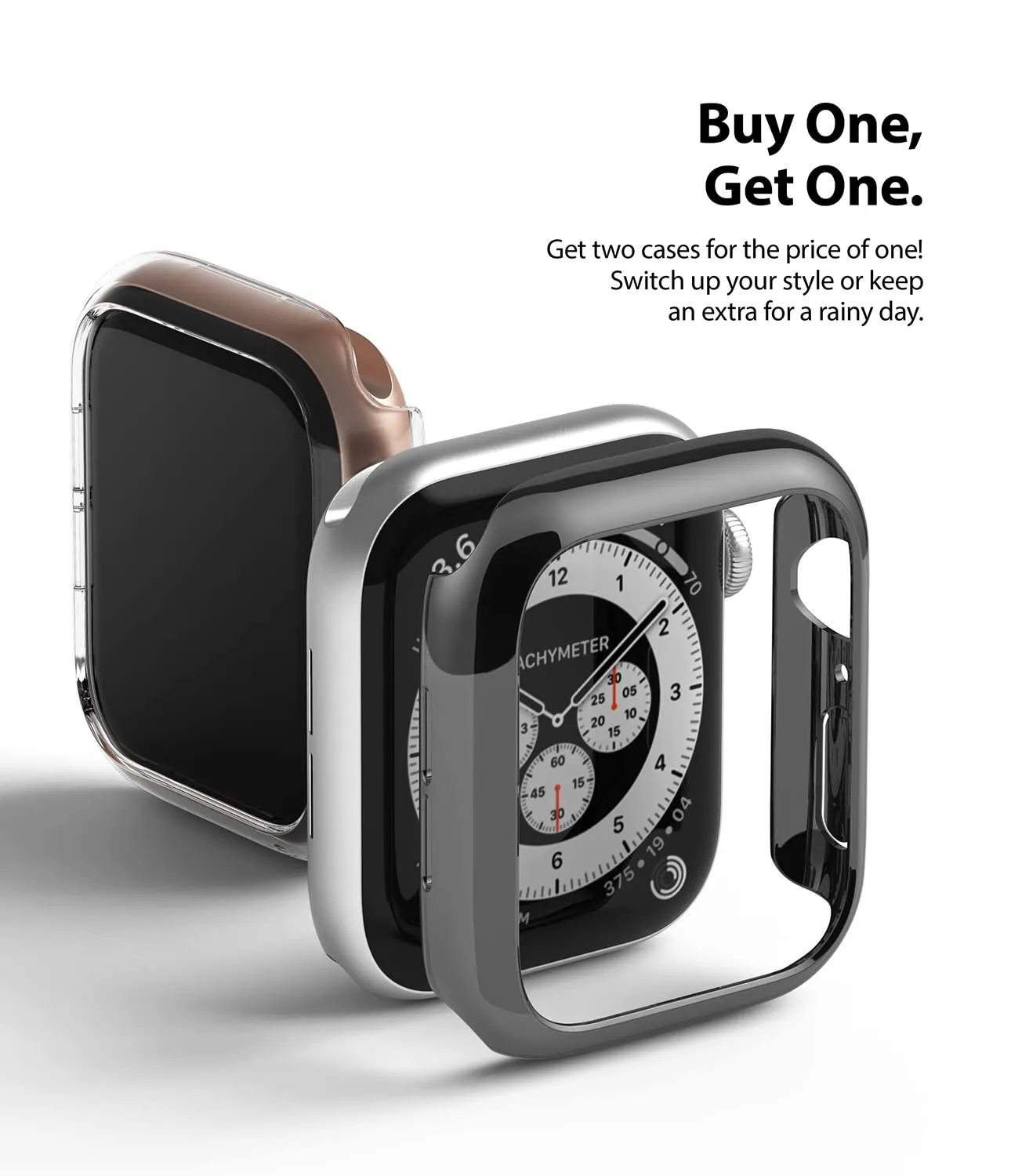 Slim Case Compatible with Apple Watch Series 6 / 5 / 4 / SE 44mm - Clear & Dark Chrome (2 Pack)