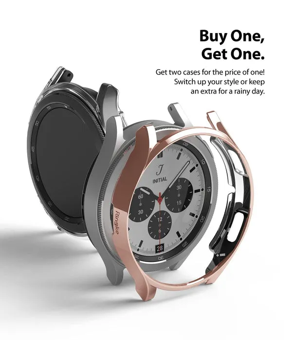 Slim Case Compatible with Galaxy Watch 4 Classic 42mm - Clear & Chrome Rose Gold  (2 Pack)