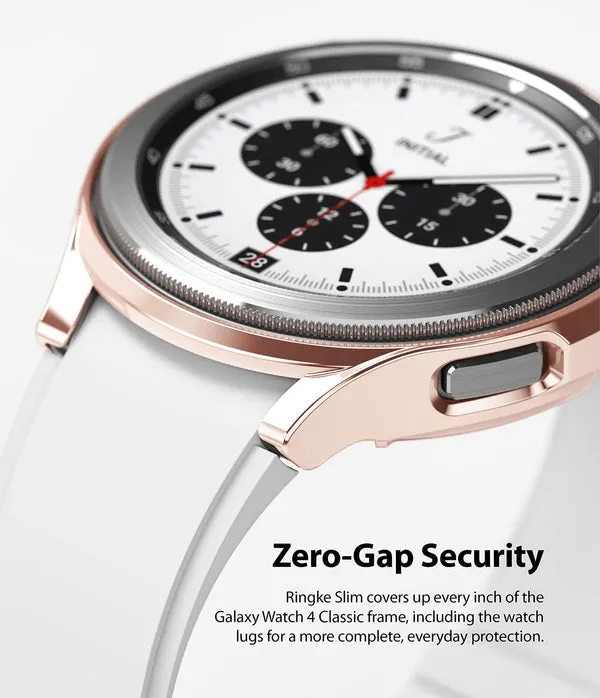 Slim Case Compatible with Galaxy Watch 4 Classic 42mm - Clear & Chrome Rose Gold  (2 Pack)