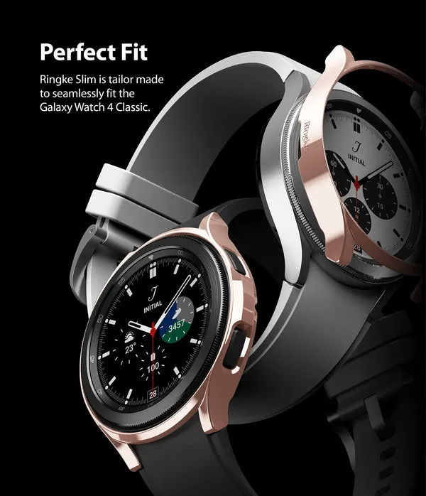 Slim Case Compatible with Galaxy Watch 4 Classic 42mm - Clear & Chrome Rose Gold  (2 Pack)