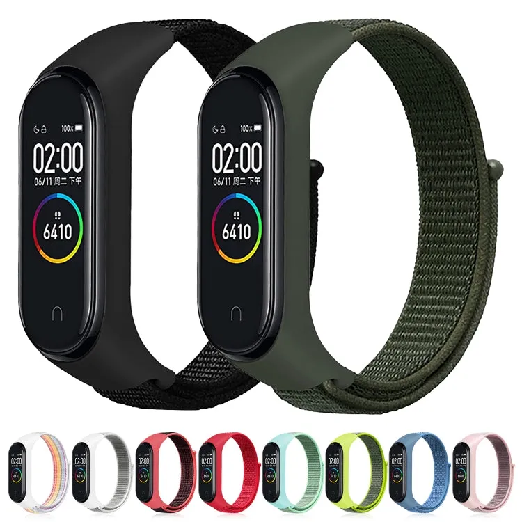 Smart Watch Nylon Woven Watch Band for Xiaomi Mi Band 3 / 4(Light Green)