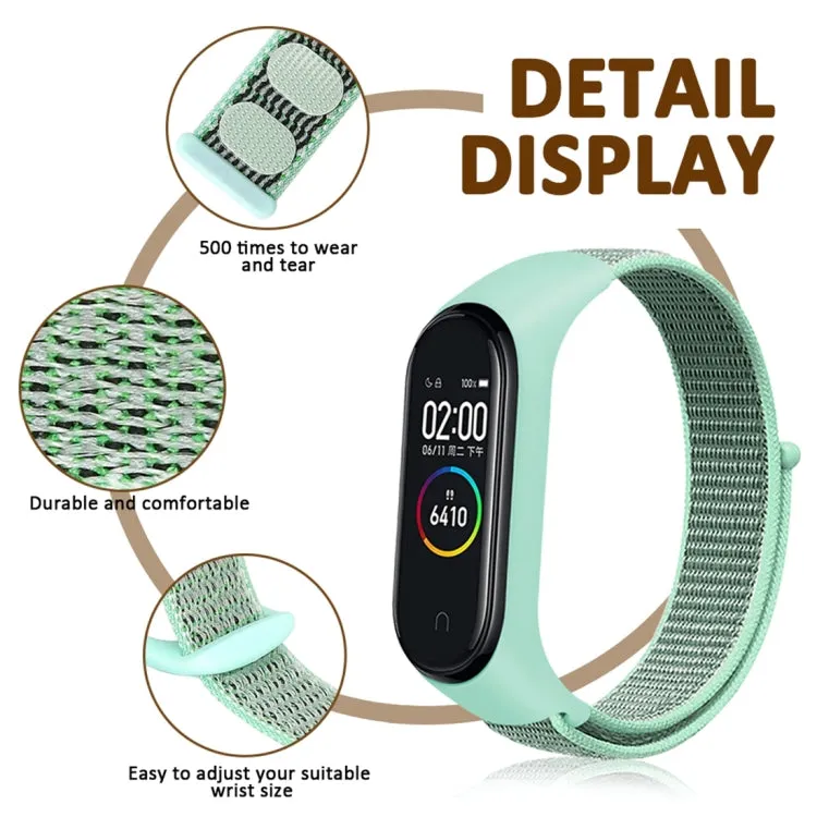 Smart Watch Nylon Woven Watch Band for Xiaomi Mi Band 3 / 4(Light Green)