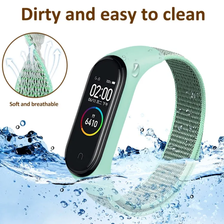 Smart Watch Nylon Woven Watch Band for Xiaomi Mi Band 3 / 4(Mint Green)