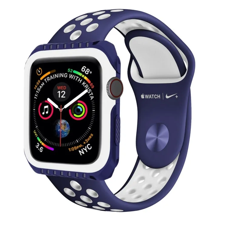 Smart Watch Shockproof Two Color Protective Case for Apple Watch Series 3 38mm(White Blue)