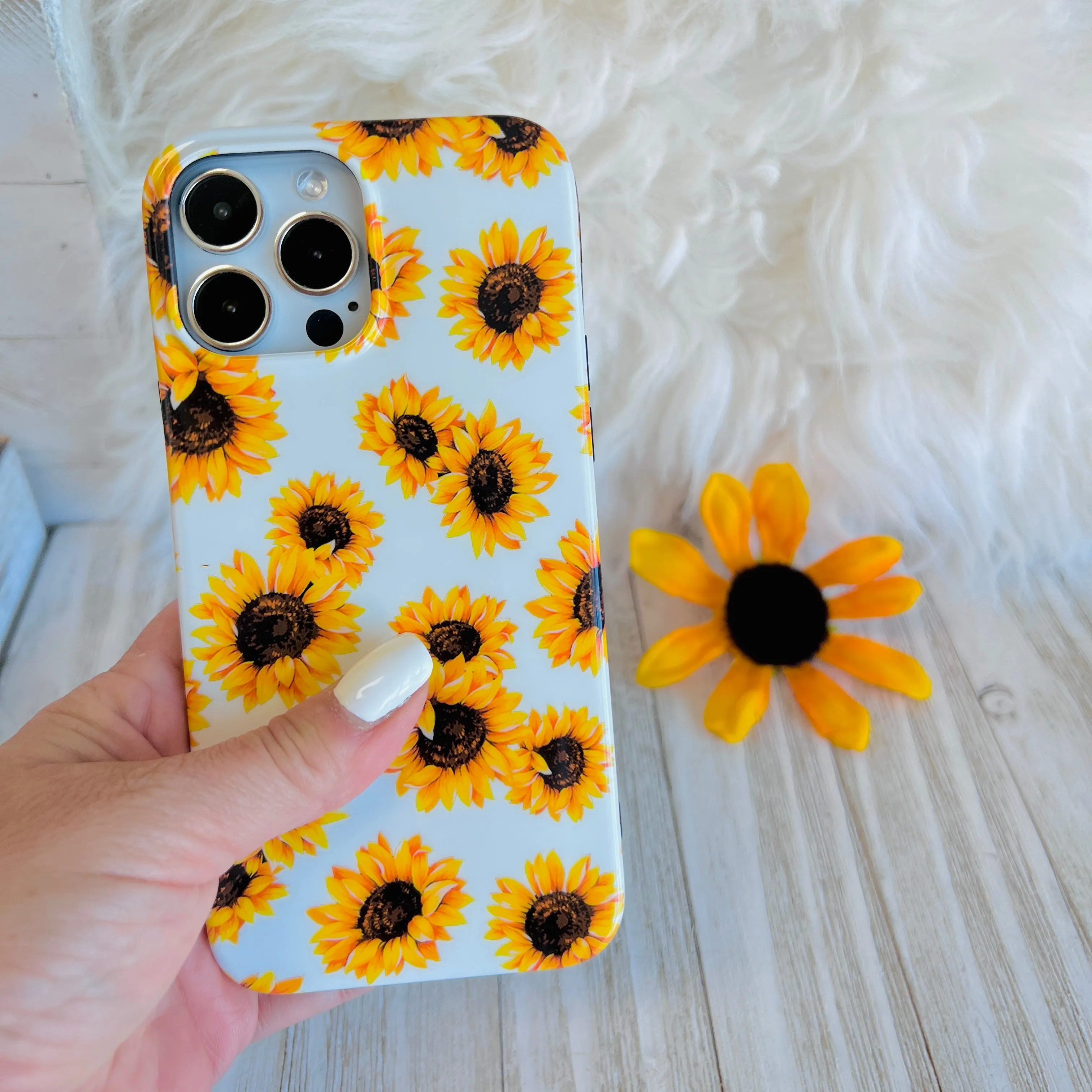 Sunflower White Background Phone Case For iPhone