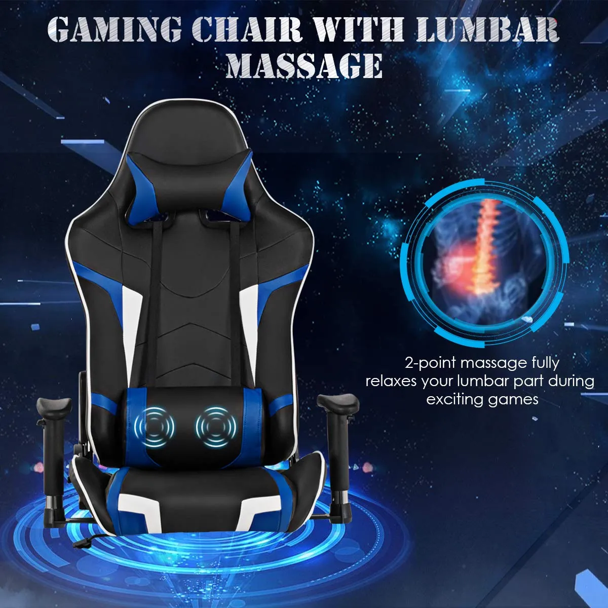 Tangkula Gaming Desk and Chair Set, Ergonomic E-Sport Gamer Desk & Racing Chair Set w/Cup Holder