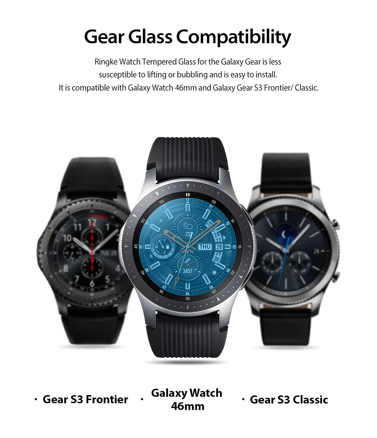 Tempered Glass [4-Pack] Compatible with Galaxy Watch 46mm / Gear S3 Screen Protector