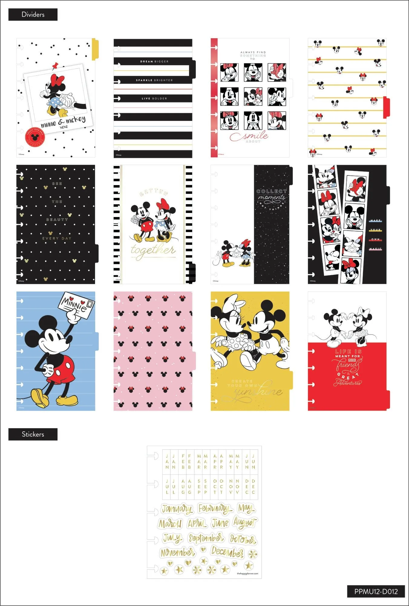 The Happy Planner Undated Disney© Happy Life Mini Dashboard Happy Planner - 12 Months