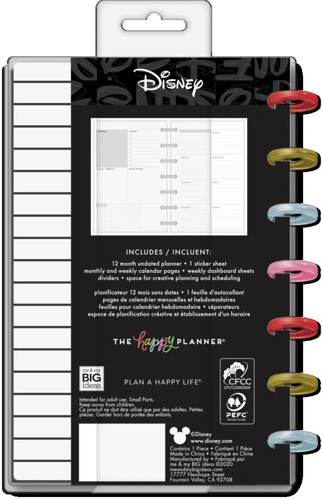 The Happy Planner Undated Disney© Happy Life Mini Dashboard Happy Planner - 12 Months