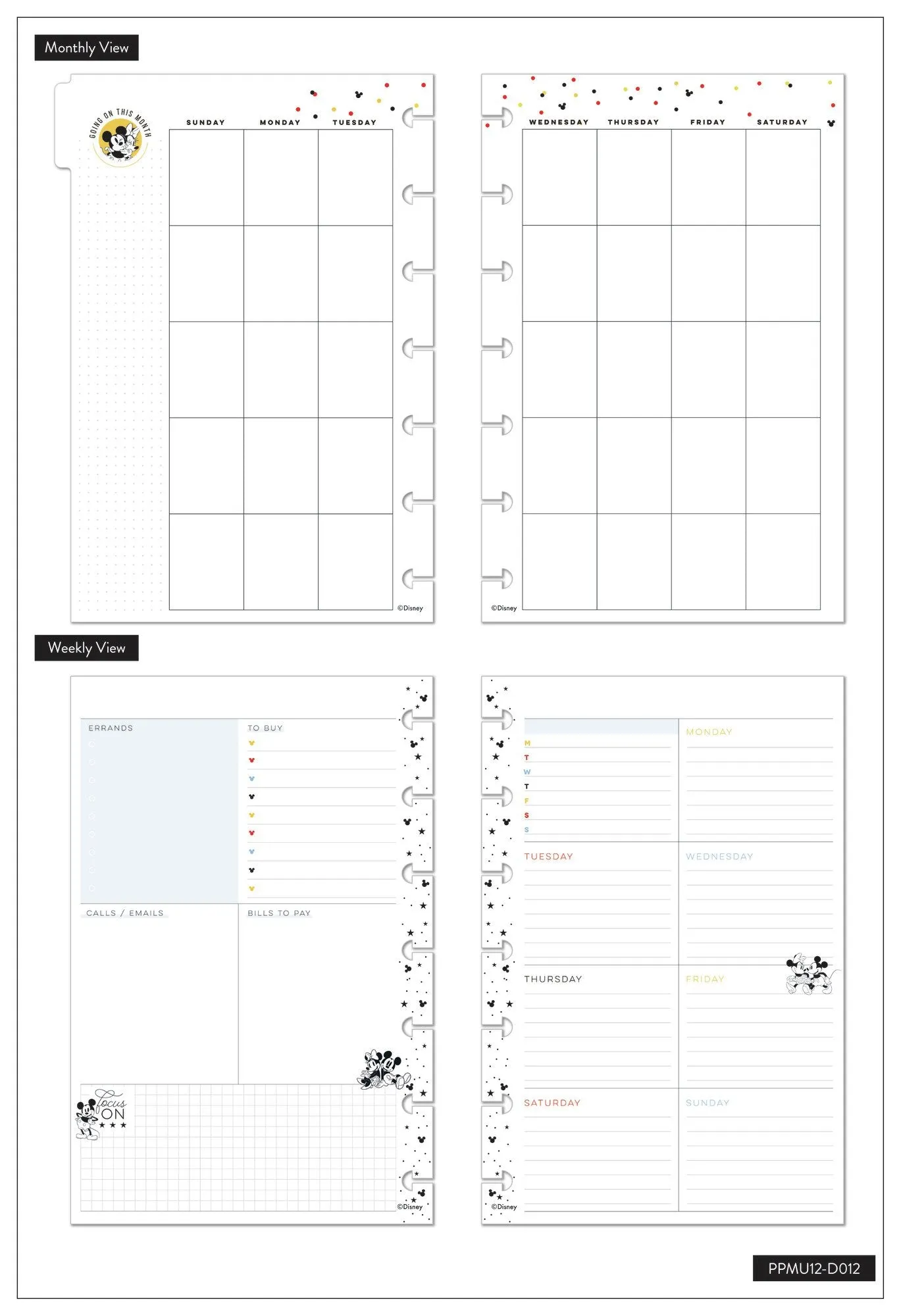 The Happy Planner Undated Disney© Happy Life Mini Dashboard Happy Planner - 12 Months