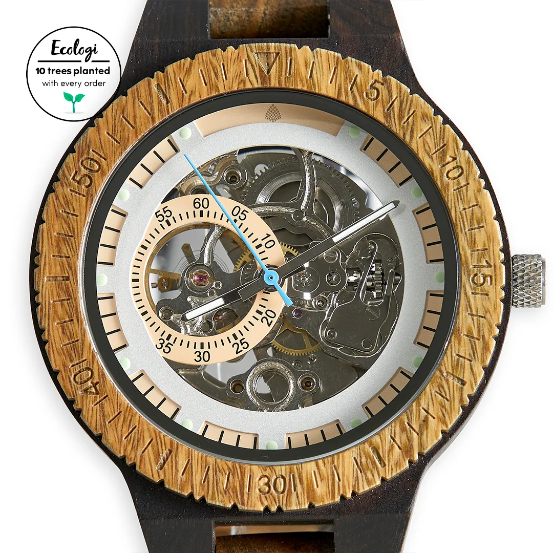 The Hemlock: Men's Eco-Friendly Wood Watch - Sandalwood & Ebony