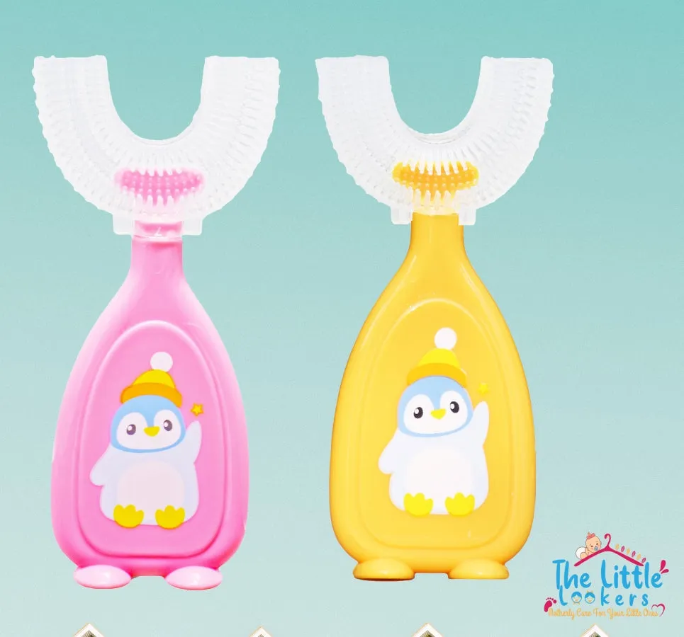 THE LITTLE LOOKERS 360° U-Shaped Baby Toothbrush with Food Grade Silicone Head | 100% BPA Free, Soft Bristles & Easy Grip for Babies & Kids (Pack of 2 )