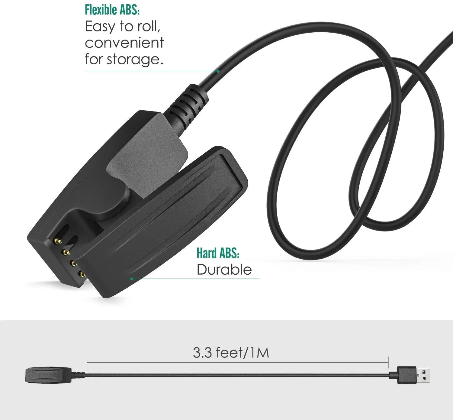 THRE 【2 Pack】For Garmin Approach S20 USB Charger Charging Cable  Garmin Vivomove HR Forerunner 645 Music Lily