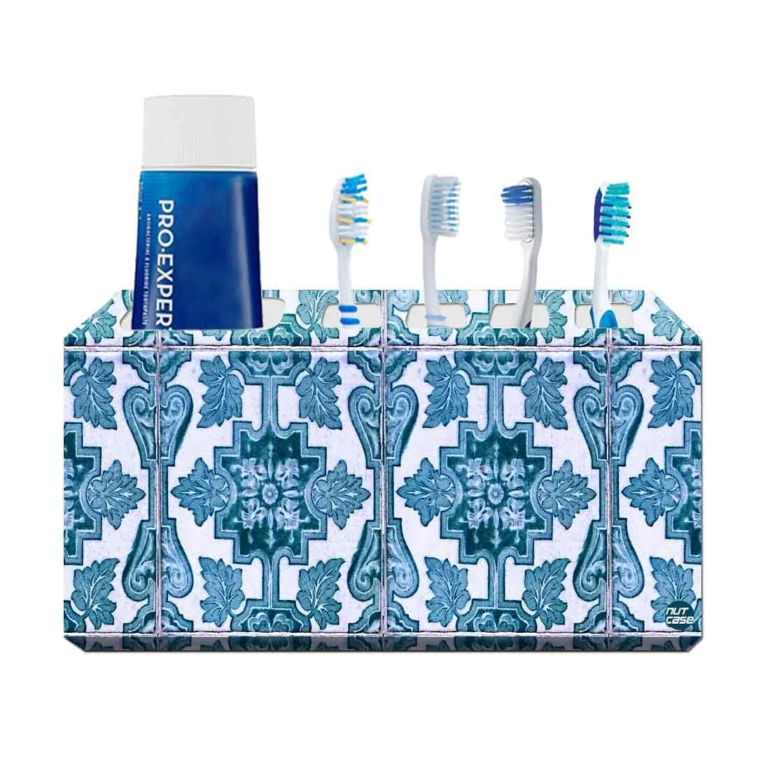 Toothbrush Holder Wall Mounted -Blue Tiles Pattern