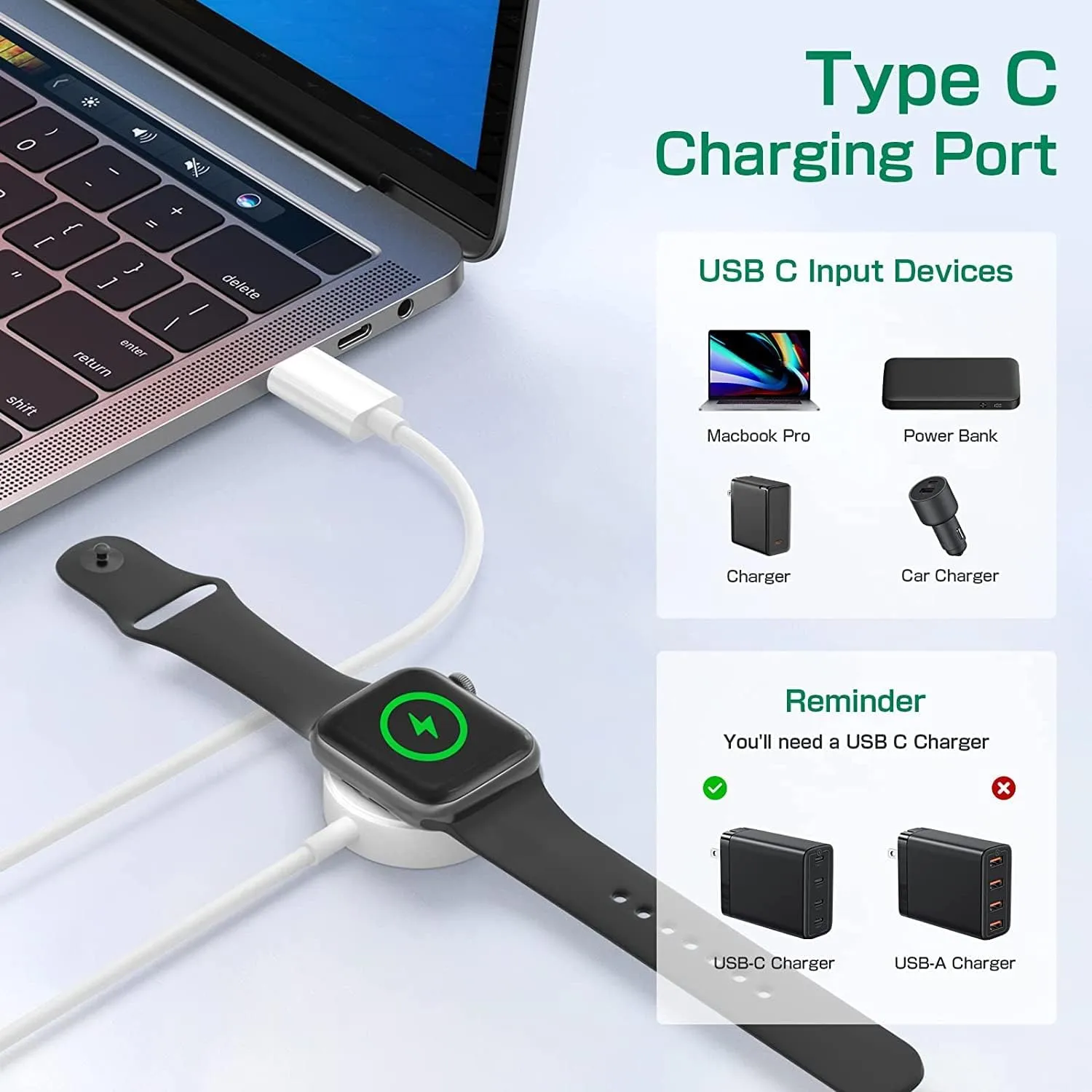 USB Type-C Magnetic Watch Charger for Apple Watch