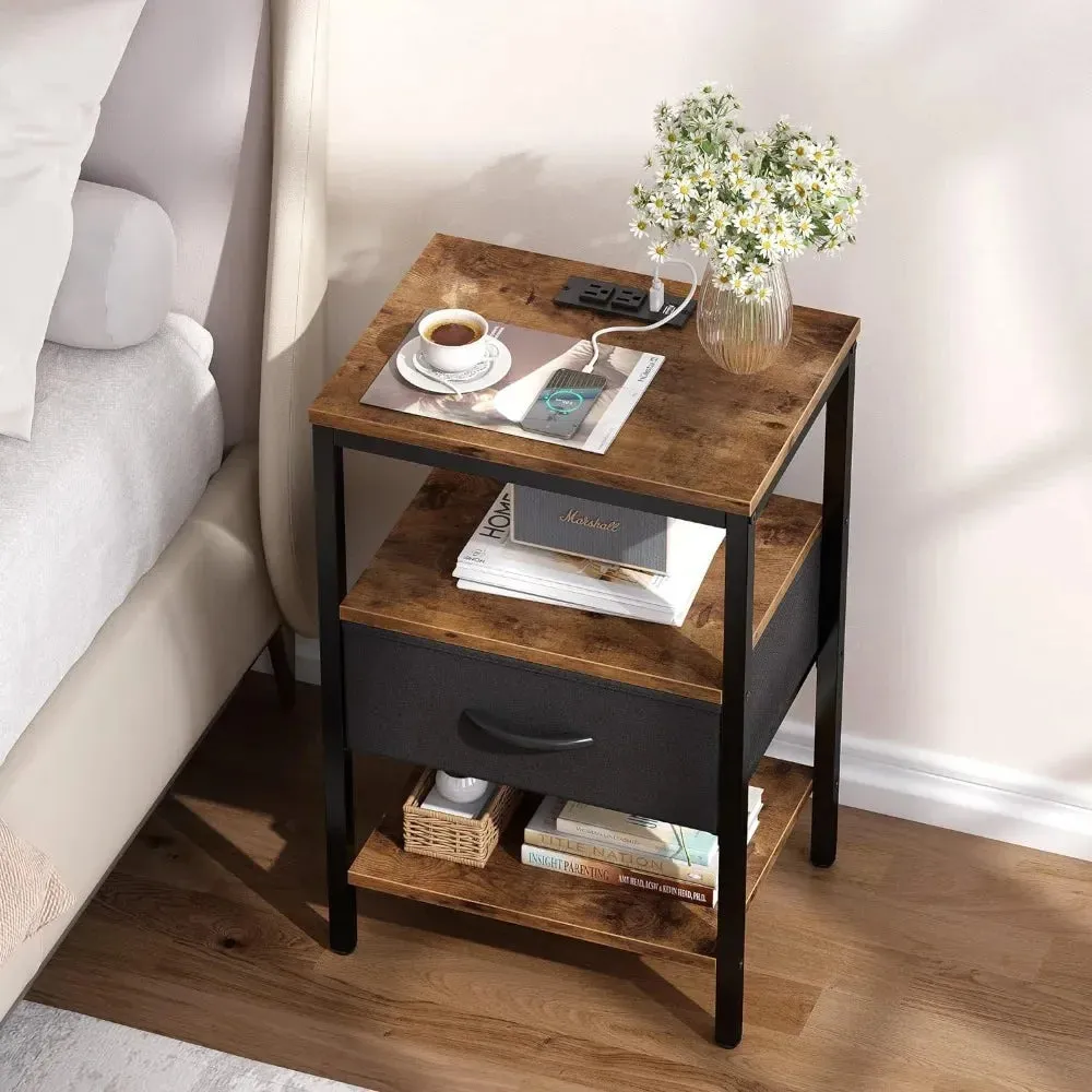 Versatile Nightstand with Charging Station and Adjustable Drawer