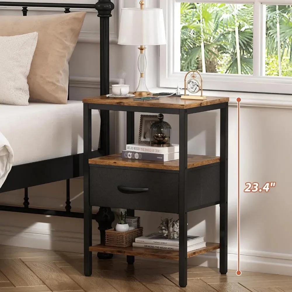 Versatile Nightstand with Charging Station and Adjustable Drawer