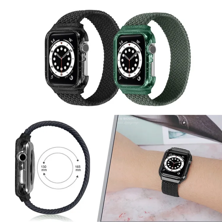 Weave Wrist Strap Watch Bands with Frame For Apple Watch Series 9&8&7 41mm / SE 3&SE 2&6&SE&5&4 40mm / 3&2&1 38mm, Length:145mm(Black)