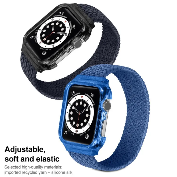 Weave Wrist Strap Watch Bands with Frame For Apple Watch Series 9&8&7 41mm / SE 3&SE 2&6&SE&5&4 40mm / 3&2&1 38mm, Length:145mm(Black)