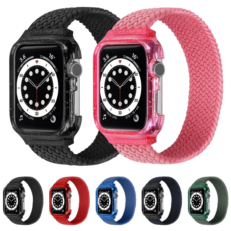 Weave Wrist Strap Watch Bands with Frame For Apple Watch Series 9&8&7 41mm / SE 3&SE 2&6&SE&5&4 40mm / 3&2&1 38mm, Length:145mm(Black)