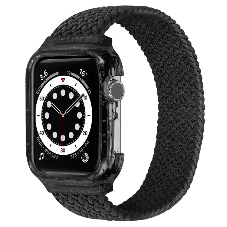 Weave Wrist Strap Watch Bands with Frame For Apple Watch Series 9&8&7 41mm / SE 3&SE 2&6&SE&5&4 40mm / 3&2&1 38mm, Length:145mm(Black)