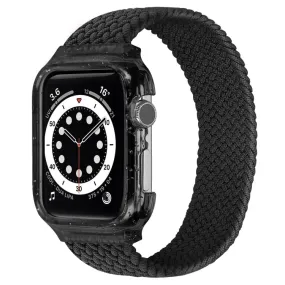 Weave Wrist Strap Watch Bands with Frame For Apple Watch Series 9&8&7 41mm / SE 3&SE 2&6&SE&5&4 40mm / 3&2&1 38mm, Length:150mm(Black)