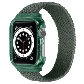 Weave Wrist Strap Watch Bands with Frame For Apple Watch Series 9&8&7 41mm / SE 3&SE 2&6&SE&5&4 40mm / 3&2&1 38mm, Length:150mm(Dark Olive Green)