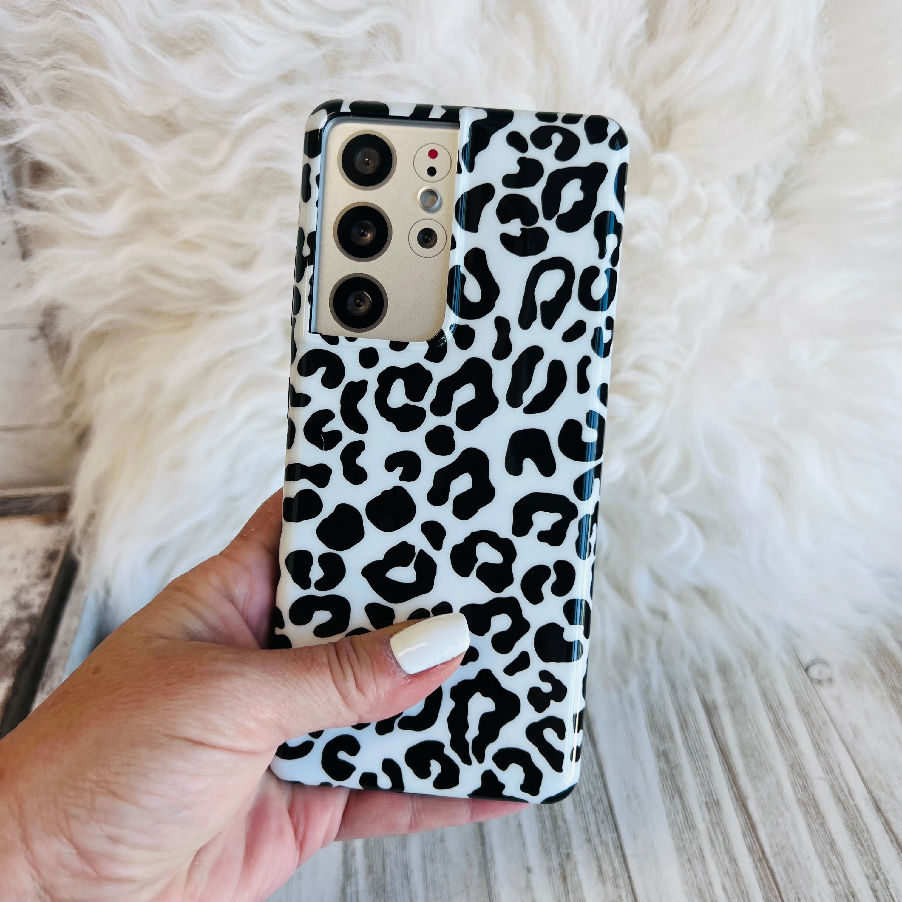 White Leopard Cell Phone Case For Samsung Galaxy