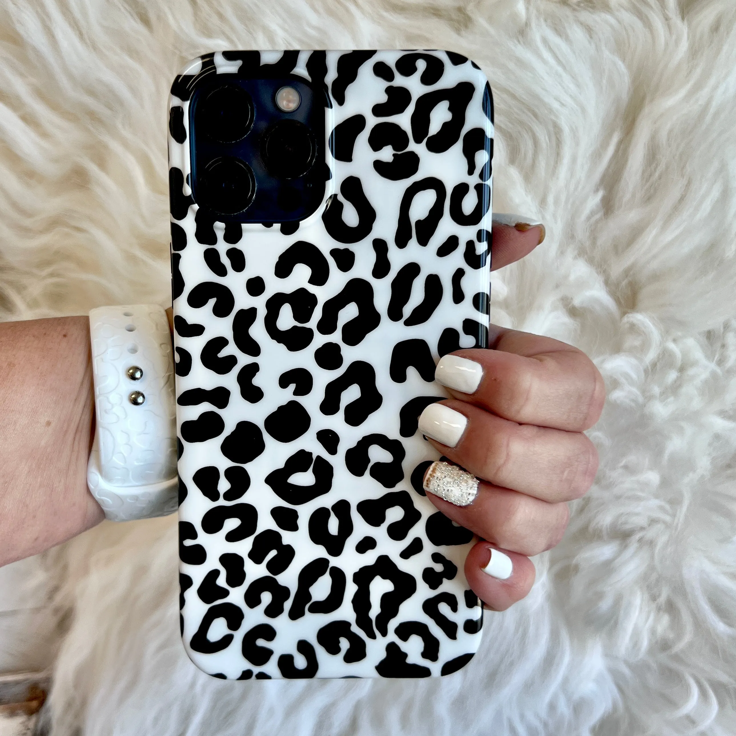 White Leopard Phone Case For iPhone