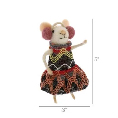 Wintertime Gal Mouse Felt Ornament