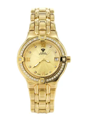 Womens Yellow Gold Tone Diamond Watch | Appx 0.65 Carats