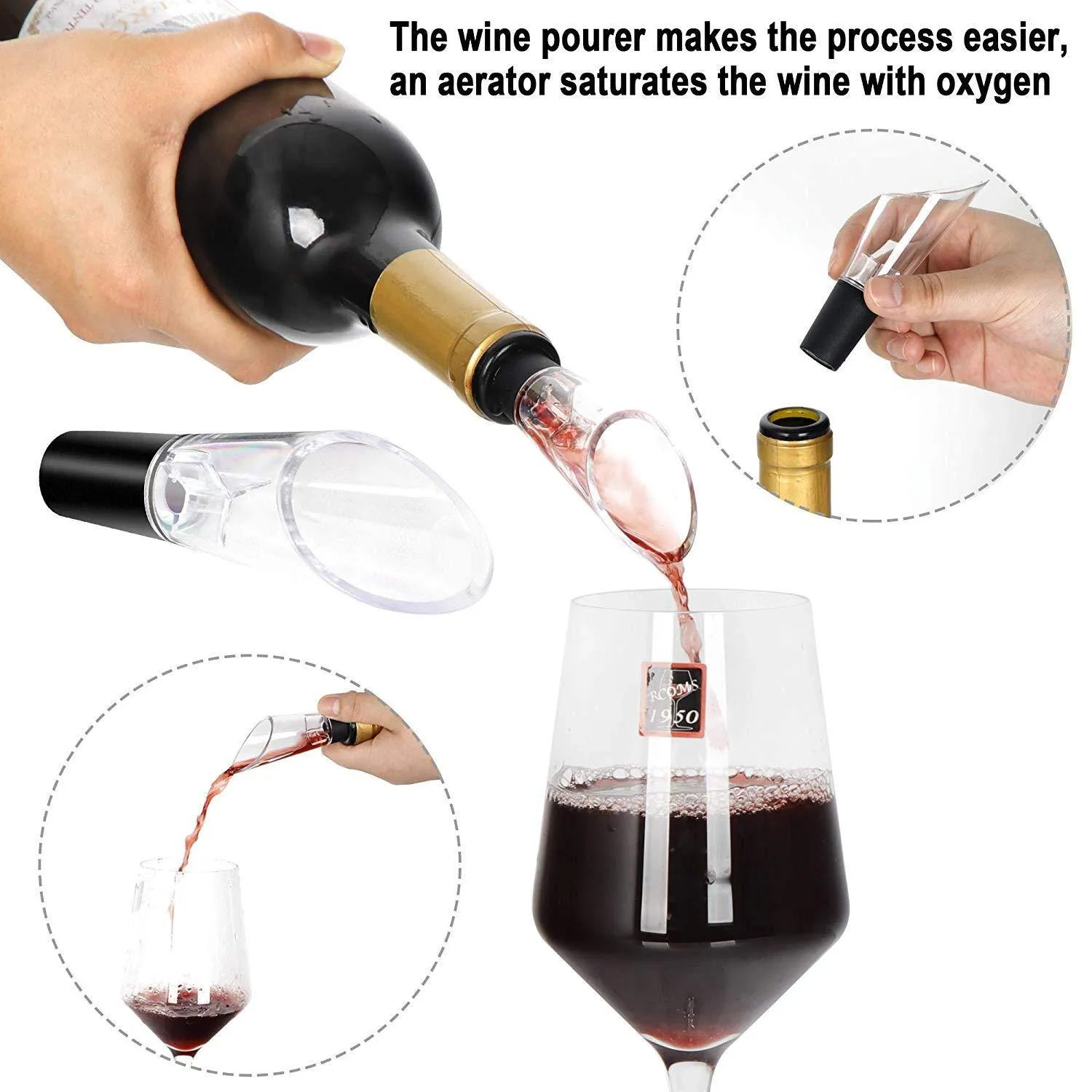 ZENY™ Electric Wine Opener with Chargeer - Cordless Bottle Opener Electric Corkscrew with Foil Cutter